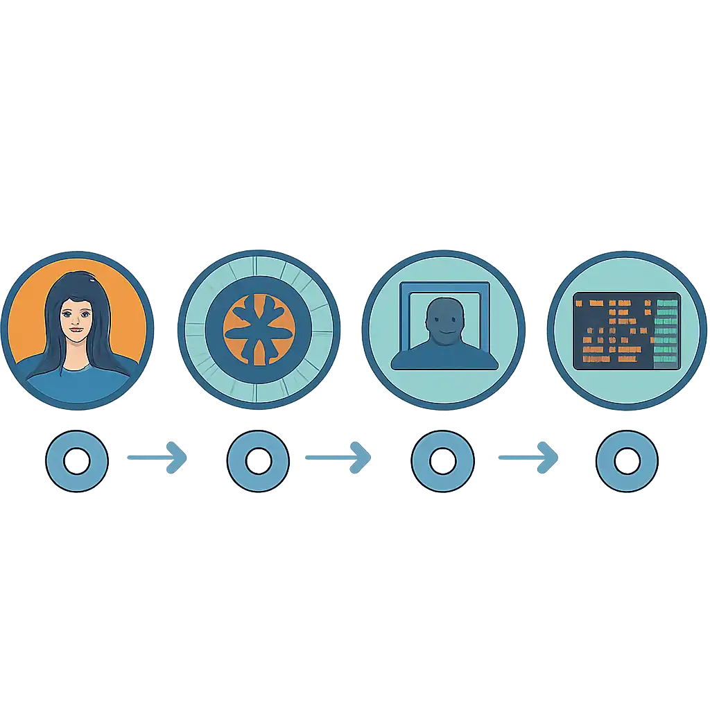 Five numbered circular icons connected by arrows in a horizontal flow, Live Dealer vs RNG Roulette Game Tables steps