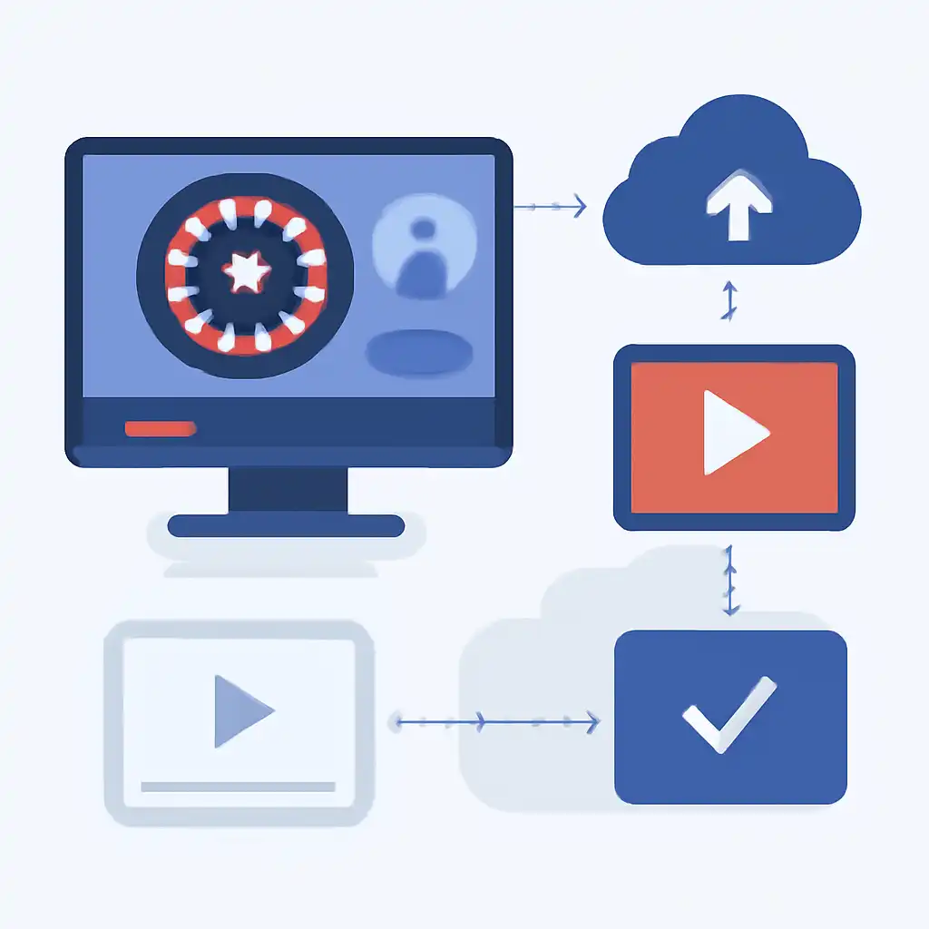 Annotated step diagram: streaming quality process with numbered callouts, Roulette Game