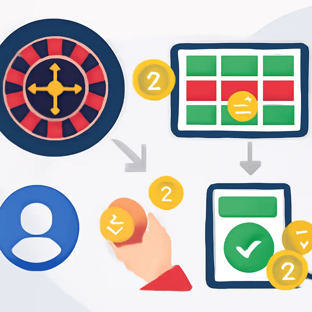 Annotated step diagram: scoring explained process with numbered callouts, Roulette Game