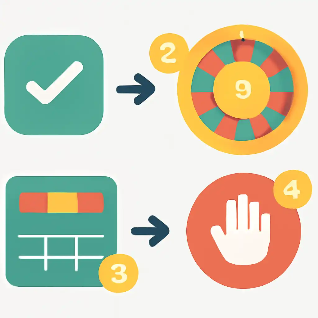 Annotated step diagram: table limits process with numbered callouts, Roulette Game
