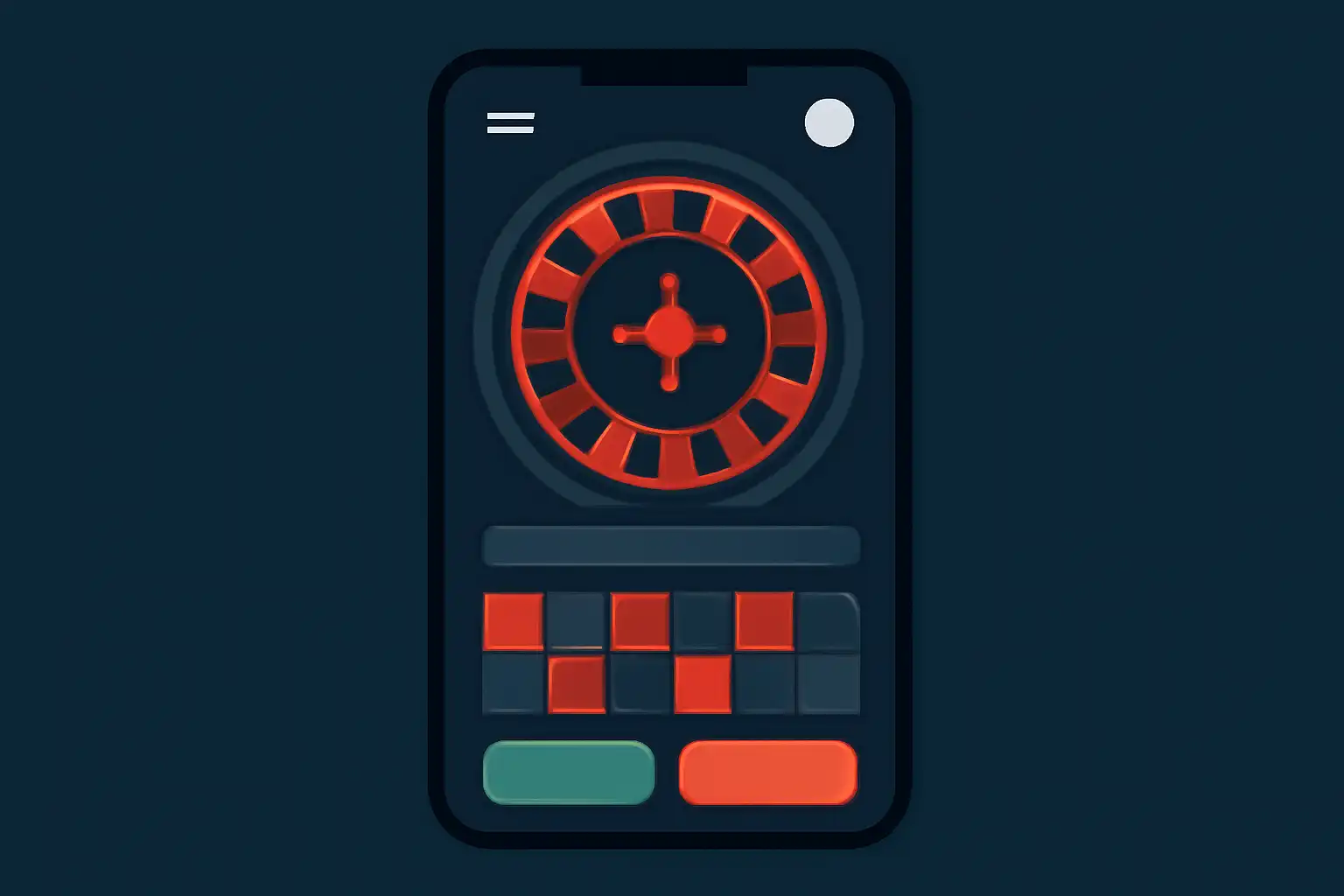 Detail screen: reading the interface, mobile screen, Roulette Game